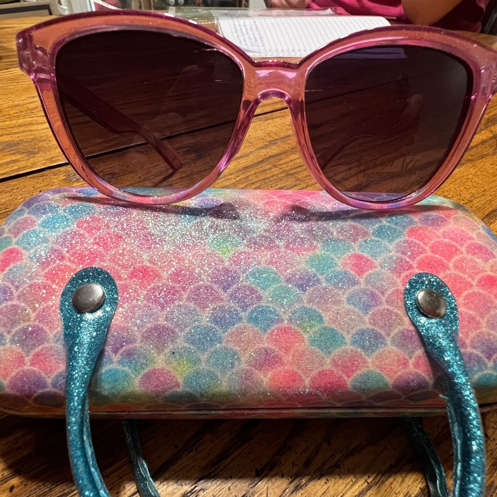 Colorful Kids Sunglasses with Glitter Case